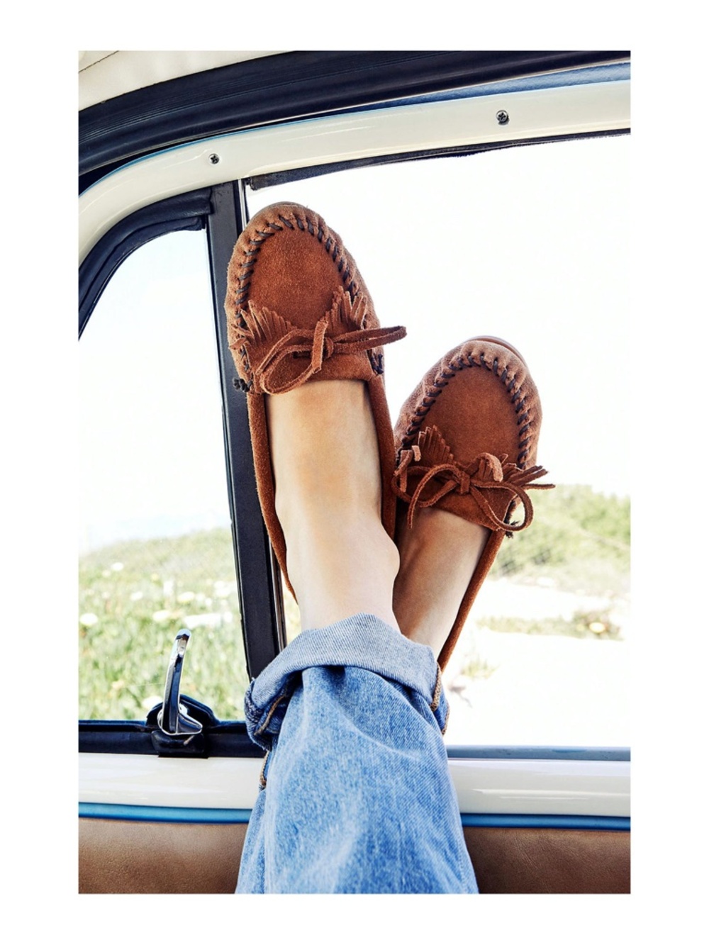Minnetonka Suede Kilty Hardsole Moccasins Size 7.5